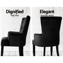 Load image into Gallery viewer, Dining Chairs French Provincial Chair Velvet Fabric Timber Retro Black
