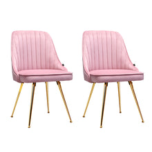 Load image into Gallery viewer, Artiss Set of 2 Dining Chairs Retro Chair Cafe Kitchen Modern Iron Legs Velvet Pink
