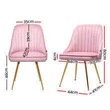 Load image into Gallery viewer, Artiss Set of 2 Dining Chairs Retro Chair Cafe Kitchen Modern Iron Legs Velvet Pink
