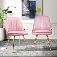 Load image into Gallery viewer, Artiss Set of 2 Dining Chairs Retro Chair Cafe Kitchen Modern Iron Legs Velvet Pink
