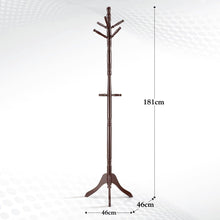 Load image into Gallery viewer, Brown Coat Rack with Stand Wooden Hat and 9 Hooks Hanger Walnut tree

