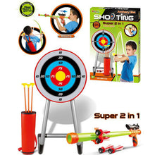 Load image into Gallery viewer, Funyards Large 2 in 1 Archery Set Kids Suction Arrows Target 90cm Stand
