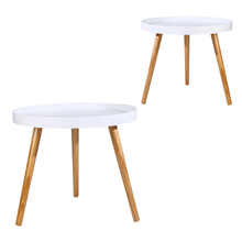 Load image into Gallery viewer, Round Bedside Table Large Side Table Bedroom Modern Furniture Set of 2
