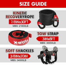 Load image into Gallery viewer, X-BULL Recovery Rope kit Snatch Strap Soft Shackles Hitch receiver Kinetic Tire Deflator
