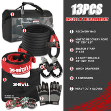 Load image into Gallery viewer, X-BULL Kinetic Recovery Rope kit Snatch Strap Soft Shackles Hitch receiver 4WD 4X4
