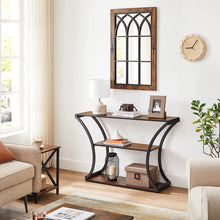 Load image into Gallery viewer, Console Table with Curved Frames with 2 Open Shelves Rustic Brown and Black
