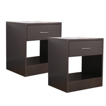 Load image into Gallery viewer, Dandi Bedside Table Nightstand with Drawer Set of 2 Brown
