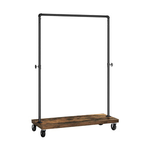 Industrial Pipe Style Rolling Garment Rack with Shoe Shelf