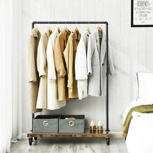 Load image into Gallery viewer, Industrial Pipe Style Rolling Garment Rack with Shoe Shelf
