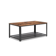 Load image into Gallery viewer, Industrial Rectangle Coffee Table with Storage Shelf Rustic Brown
