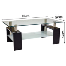 Load image into Gallery viewer, Eppin 2-Tier Black Glass Coffee Table
