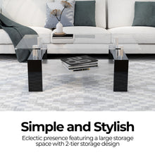 Load image into Gallery viewer, Eppin 2-Tier Black Glass Coffee Table
