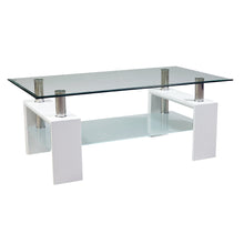 Load image into Gallery viewer, Eppin 2-Tier White Glass Coffee Table
