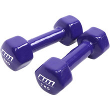 Load image into Gallery viewer, 2kg Dumbbells Pair PVC Hand Weights Rubber Coated
