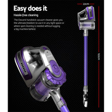 Load image into Gallery viewer, Devanti 150 Cordless Handheld Stick Vacuum Cleaner 2 Speed   Purple And Grey
