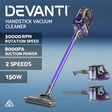 Load image into Gallery viewer, Devanti 150 Cordless Handheld Stick Vacuum Cleaner 2 Speed   Purple And Grey
