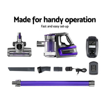 Load image into Gallery viewer, Devanti 150 Cordless Handheld Stick Vacuum Cleaner 2 Speed   Purple And Grey
