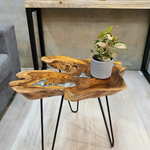 Coffee Table Solid Teak Wood Resin Finish -"Cropley"-Out of stock