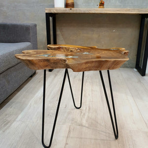 Coffee Table Solid Teak Wood Resin Finish -"Cropley"-Out of stock