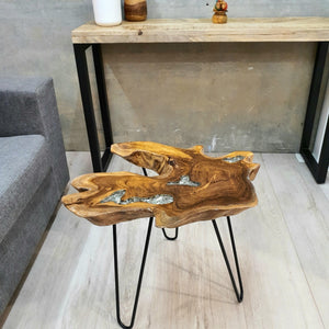 Coffee Table Solid Teak Wood Resin Finish -"Cropley"-Out of stock