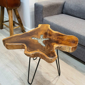 Coffee Table Solid Teak Wood Resin Finish -"Cropley"-Out of stock