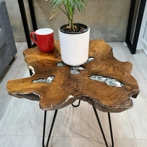 Coffee Table Solid Teak Wood Resin Finish -"Cropley"-Out of stock