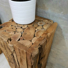 Load image into Gallery viewer, Teak Wood Inlayed Tall Plant Stand 80cm
