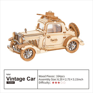 Model 3D Wooden Vintage Car Puzzle Assembly Model Building Kits for Children,Adults from 13 to 99 years