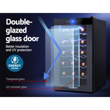 Load image into Gallery viewer, Devanti Wine Cooler 18 Bottles Glass Door Beverage Cooler Thermoelectric Fridge Black
