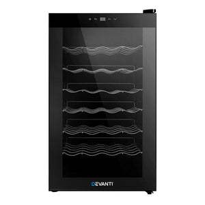 Devanti Wine Cooler 28 Bottles Glass Door Beverage Cooler Thermoelectric Fridge Black