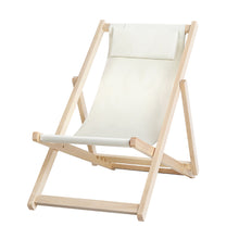 Load image into Gallery viewer, Gardeon Outdoor Chairs Sun Lounge Deck Beach Chair Folding Wooden Patio Furniture Beige
