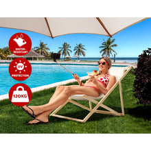 Load image into Gallery viewer, Gardeon Outdoor Chairs Sun Lounge Deck Beach Chair Folding Wooden Patio Furniture Beige
