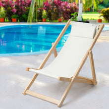 Load image into Gallery viewer, Gardeon Outdoor Chairs Sun Lounge Deck Beach Chair Folding Wooden Patio Furniture Beige
