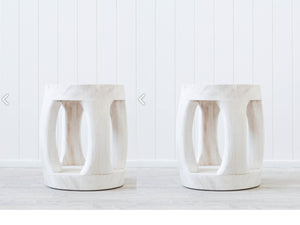 Timber Stool - Woodsworth - White Wash - 31x40x31cm set of TWO (2).