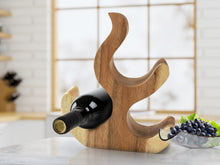 Load image into Gallery viewer, Wine Rack Carved Wood 3 bottle Wine Storage-Acacia Wood handcrafted
