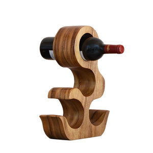 wooden Wine Rack Carved Wood 4 bottle Wine Storage-Acacia Wood handcrafted