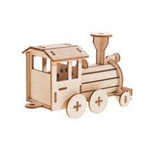 Load image into Gallery viewer, Model kit locomotive train Kids wood model toy with paint set-plywood DIY kit
