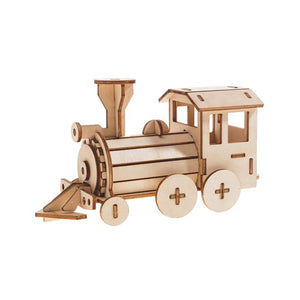 Model kit locomotive train Kids wood model toy with paint set-plywood DIY kit