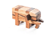 Load image into Gallery viewer, Elephant 3D wooden brain teaser puzzle-take apart and try put all pieces back again
