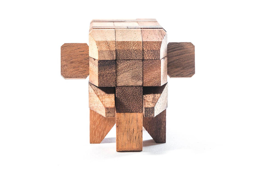 Elephant 3D wooden brain teaser puzzle-take apart and try put all pieces back again