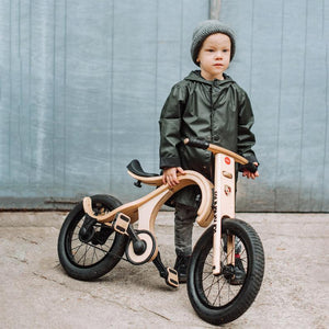 Wooden balance bike with add on pedals module, 3 bikes in1, from age 1-6 years