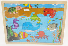 Load image into Gallery viewer, Wooden toddlers kids large format marine life oceans puzzle
