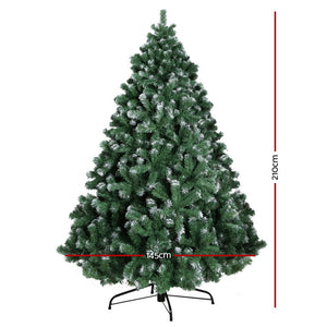 Jingle Jollys Christmas Tree 2.1M Xmas Trees Decorations Snowy 1250 Tips