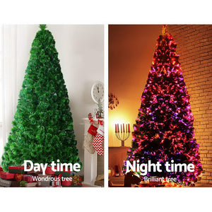 Jingle Jollys 2.1M 7FT LED Christmas Tree Xmas Optic Fiber Multi Colour Lights.