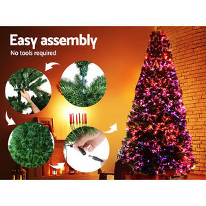 Jingle Jollys 2.1M 7FT LED Christmas Tree Xmas Optic Fiber Multi Colour Lights.