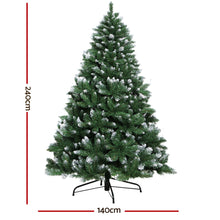 Load image into Gallery viewer, Christmas Tree 2.4M Xmas Trees Decorations Snowy Green 1400 Tips
