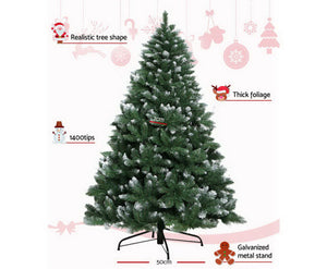 Jingle Jollys 8FT Christmas Snow Tree - Green_240cm tall 140cm wide Large size