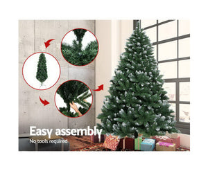 Jingle Jollys 8FT Christmas Snow Tree - Green_240cm tall 140cm wide Large size