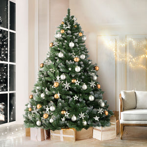 Christmas Tree 2.4M Xmas Trees Decorations Snowy Green 1400 Tips