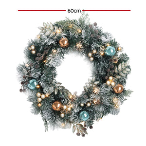 Christmas Wreath with Pre-Lit Lights Ornament 60CM Xmas Tree Decor